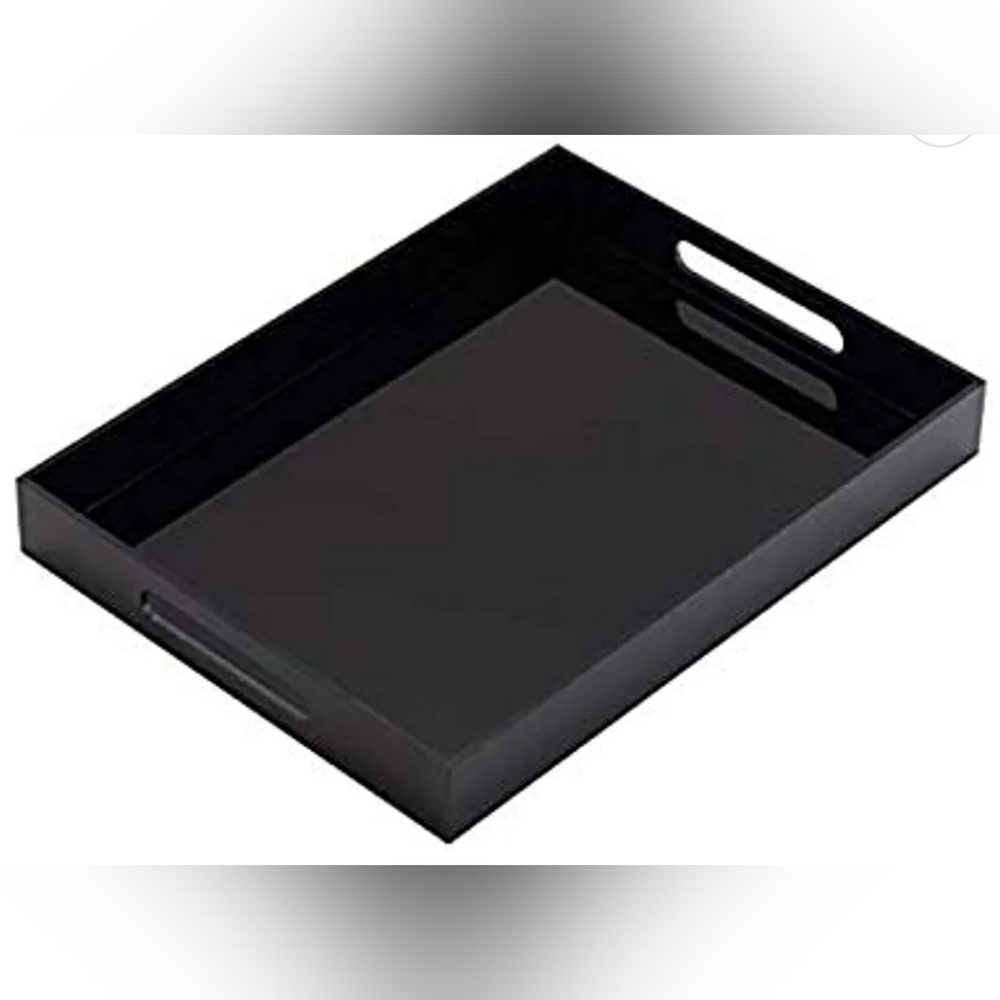 Black Acrylic Serving Tray with Handles